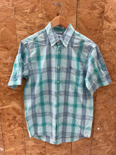 Vintage Y2K Lacoste Men's Size 38 Teal Plaid Short Sleeve Button-Down Shirt